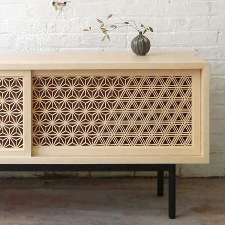 Hinoki 3D French Solid Wooden Decorative Partition Wall Produk Kumiko