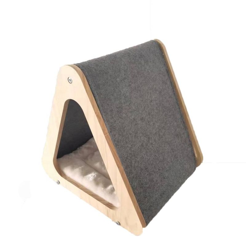 CARB Wooden Cat Friendly Furniture Tempat Tidur Rumah Kucing Lipat Untuk Menggaruk Gua Merasa