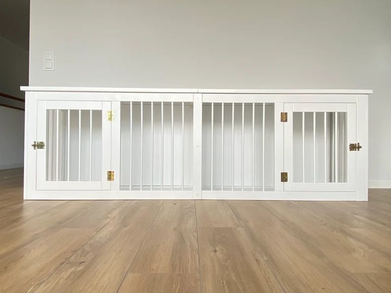 CE Kayu Hewan Peliharaan Furnitur Kayu Pintu Ganda Peti Anjing Buatan Tangan W140 * D50 * H50cm