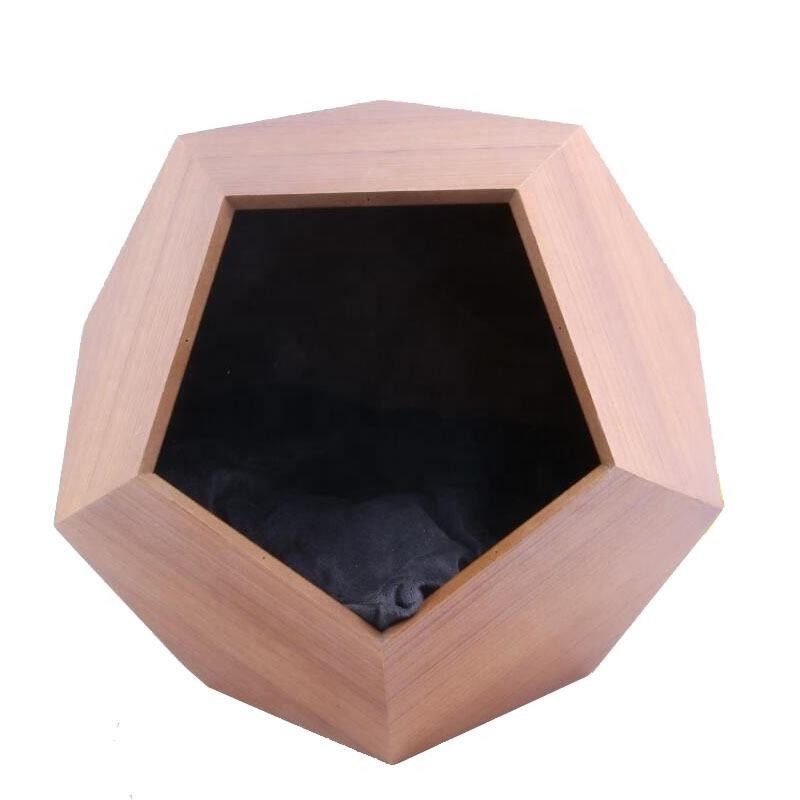 SGS Polygon Pentagon Wood Pet Furniture Kandang Kucing Kayu Alami