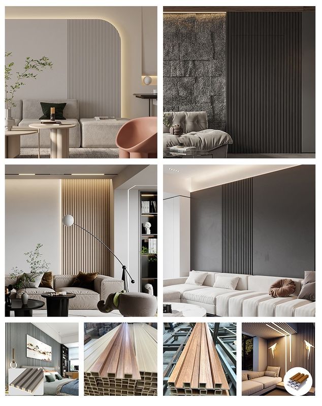 Dekorasi Rumah 160*24mm 3d Panel Dinding Wpc Bergalur Cladding Morden