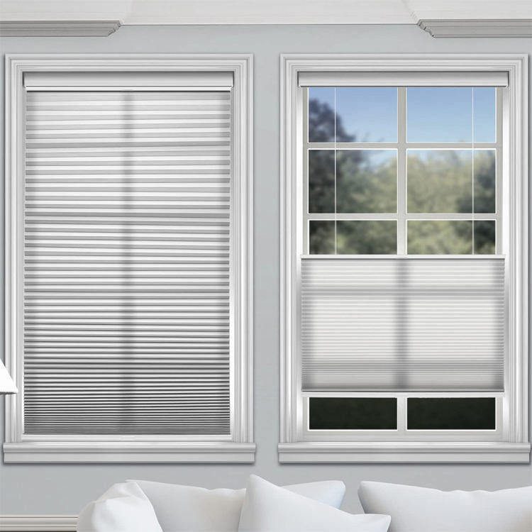 Penyaringan Cahaya Siang Malam Honeycomb Blinds Hotel Cordless Cellular Shade