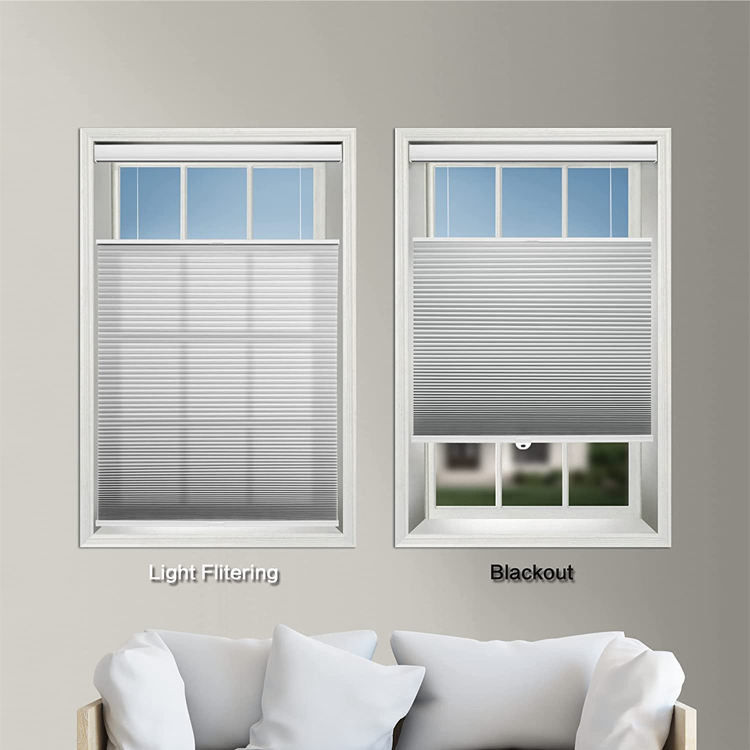 Penyaringan Cahaya Siang Malam Honeycomb Blinds Hotel Cordless Cellular Shade