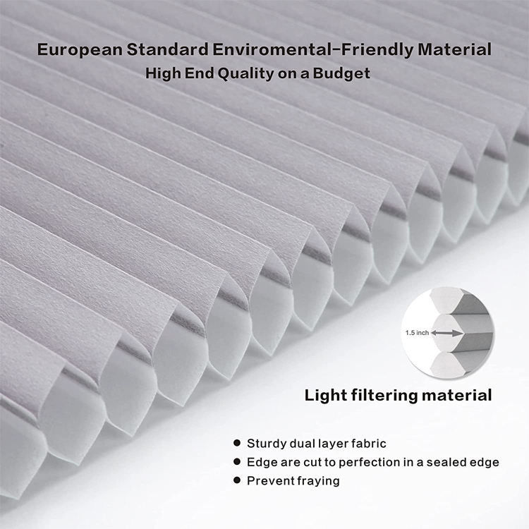 Penyaringan Cahaya Siang Malam Honeycomb Blinds Hotel Cordless Cellular Shade