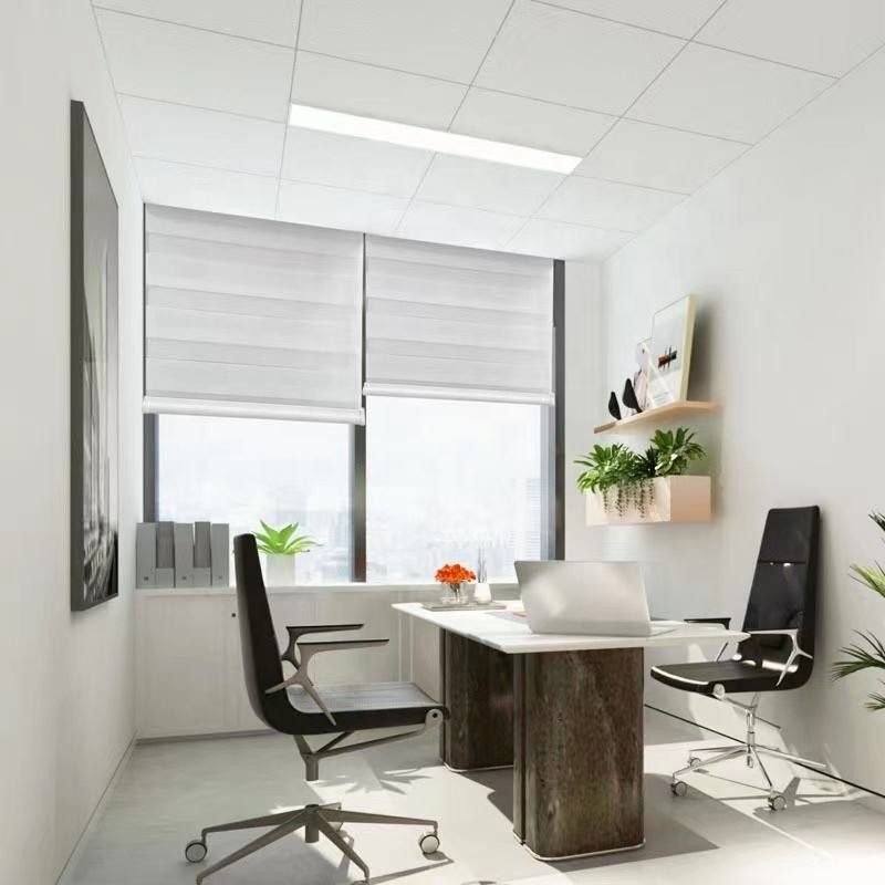 Cordless Dual Layer Roller Shades Siang Dan Malam Zebra Roller Blinds Penyaringan Cahaya