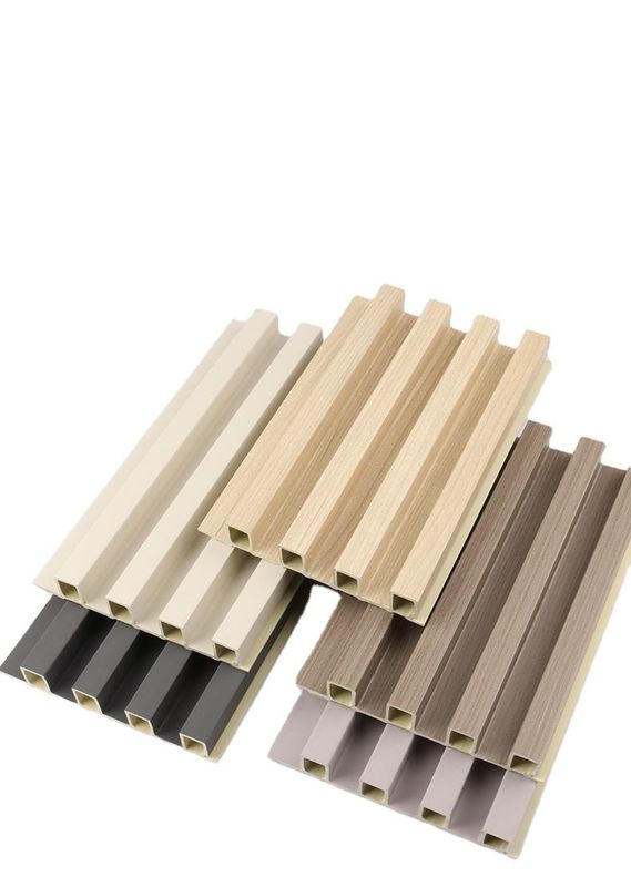 Mudah Menginstal Warna Walnut Eco Kayu Laminasi Dekoratif Wall Cladding 155 * 9 WPC Panel
