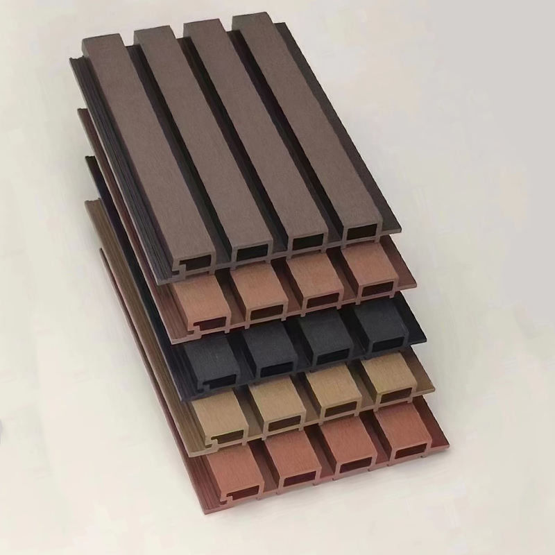 Kualitas tinggi pagar berongga Fluted Co-ekstrusi Dekoratif Kayu Plastik Komposit Wpc Panel dinding luar Lapisan
