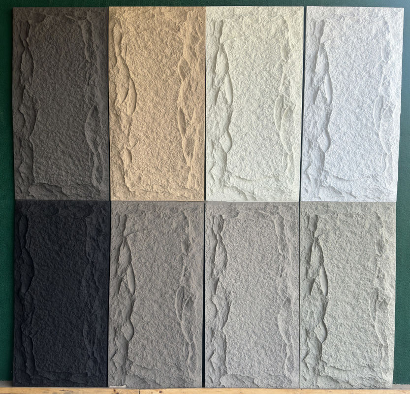 Berat Ringan Dekorasi Luar Ruang PU Batu Palsu Panel Batu Polyurethane 3D Panel Dinding Batu PU