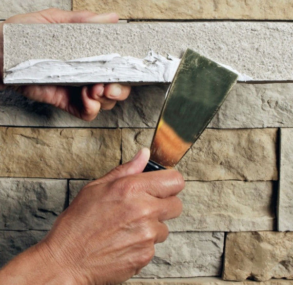 Batu Buatan Pu Panel Dinding Pu Rock Panel Batu Palsu Veneer Batu Kebudayaan Alam Untuk Lapisan Dinding Luar