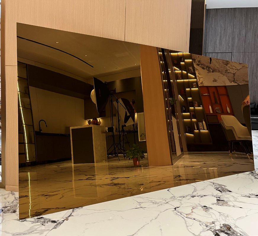 Interior Bambu Serat Batubara Kayu Veneer Tekstur Logam Solid Mirror Panel dinding PVC