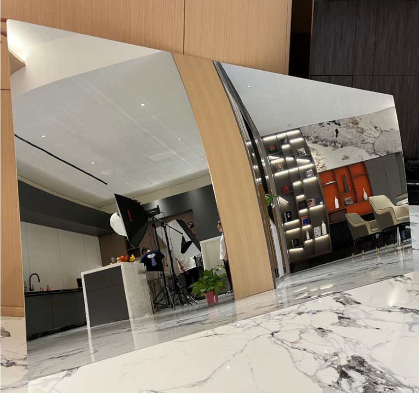 Interior Bambu Serat Batubara Kayu Veneer Tekstur Logam Solid Mirror Panel dinding PVC