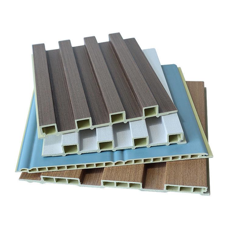 Eco wpc board produsen dekorasi interior kayu plastik komposit PVC Coating Cladding Fluted wpc panel dinding