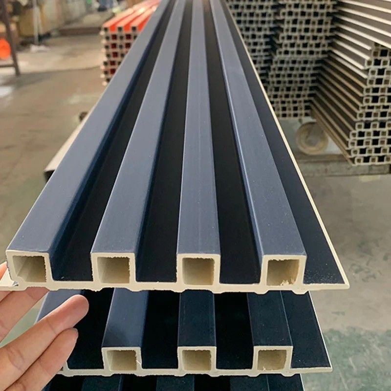 Akustik Dekorasi dinding interior kayu panel dinding 3d slate WPC Cldding WPC Fluted Panel dinding