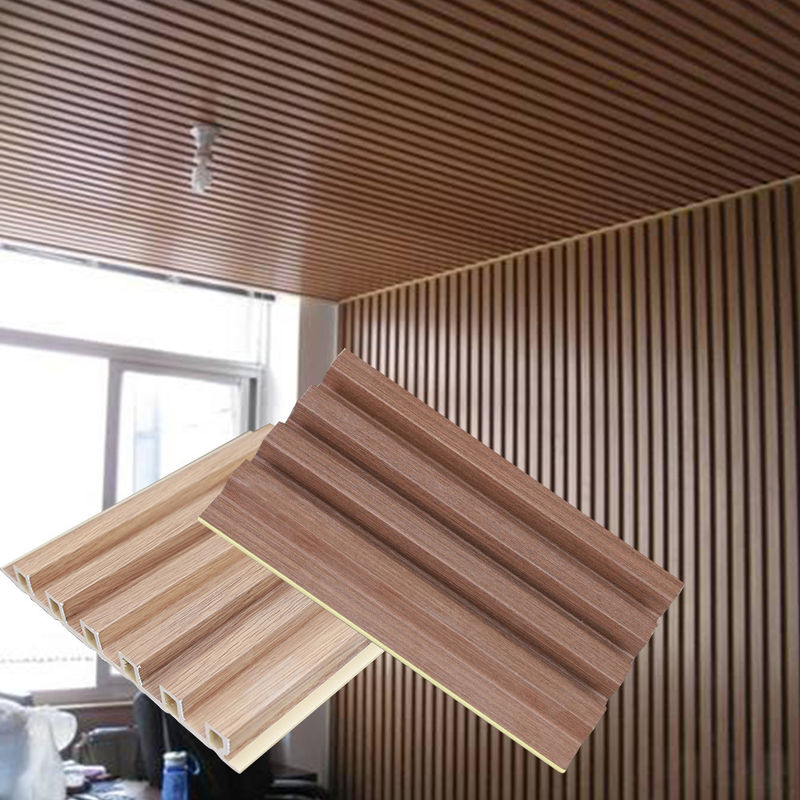 Pabrik Dekorasi Interior Kayu Plastik Komposit Pvc Lapisan Cladding Fluted Wall Board Wpc Interior Wall Panel