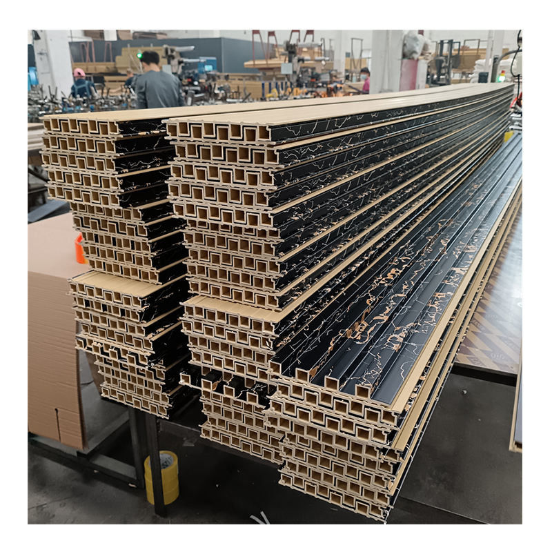 Dekorasi Wallboards Langit-langit Louver Wpc Fluted Panel Slat Kayu Pvc Wpc Wall Panel Interior Dengan Led