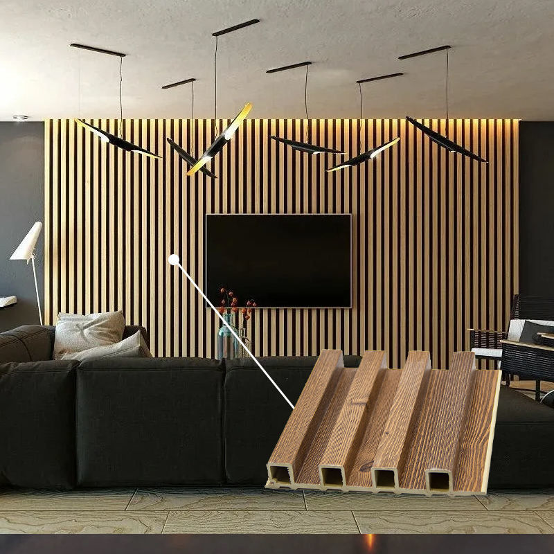 Eco Friendly Fluted Wpc Wall Panel Indoor Use Wpc Wall Cladding Interior Decoration Kayu alternatif