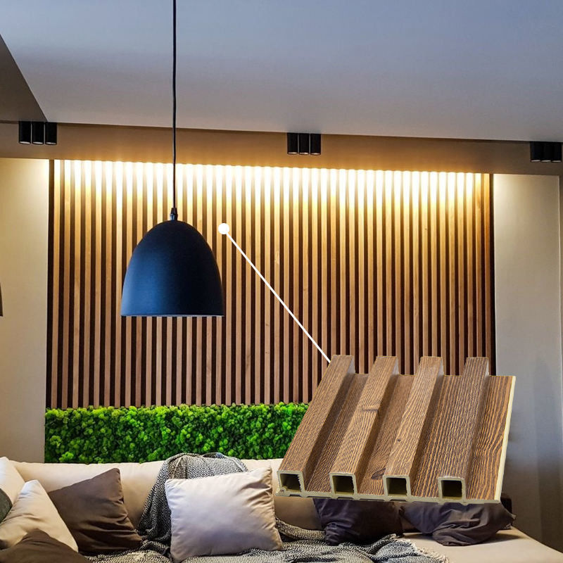 Eco Friendly Fluted Wpc Wall Panel Indoor Use Wpc Wall Cladding Interior Decoration Kayu alternatif