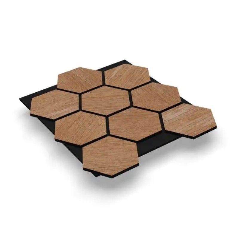 Desain Modern Paduan Kayu Panel Hexagon Akustik Papan Dinding Isolasi Hotel