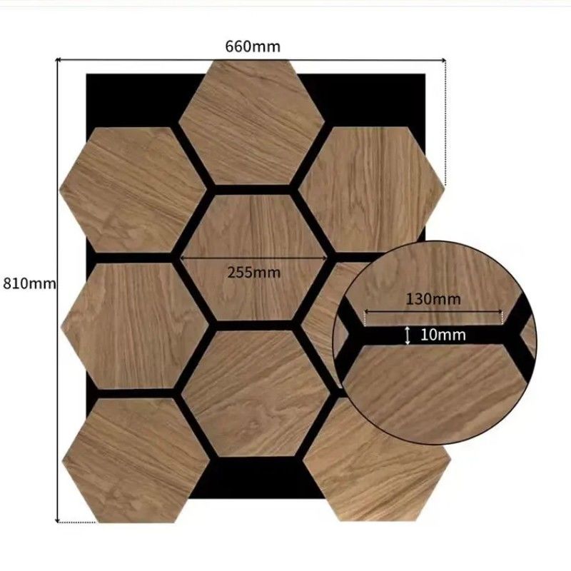 Desain Modern Paduan Kayu Panel Hexagon Akustik Papan Dinding Isolasi Hotel