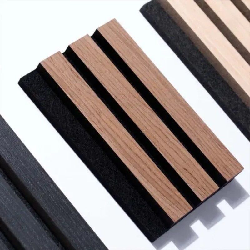Modern Interior Soundproof Komposit Kayu Slats Dinding Akustik Absorbing Panel untuk Absorpsi Suara di Apartemen Kantor