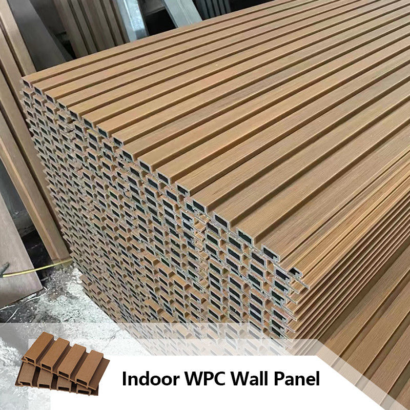 Panel dinding Wpc Dekorasi interior Papan dalam ruangan Kayu Plastik Komposit Wpc Pvc Panel dinding Wpc Fluted Panel dinding alur hitam