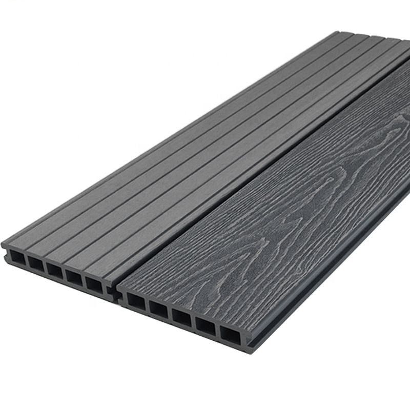 Custom Interlock Wpc outdoor Decking 3D embossing kayu butiran Komposit decking board China Kayu Tekstur plastik Lantai