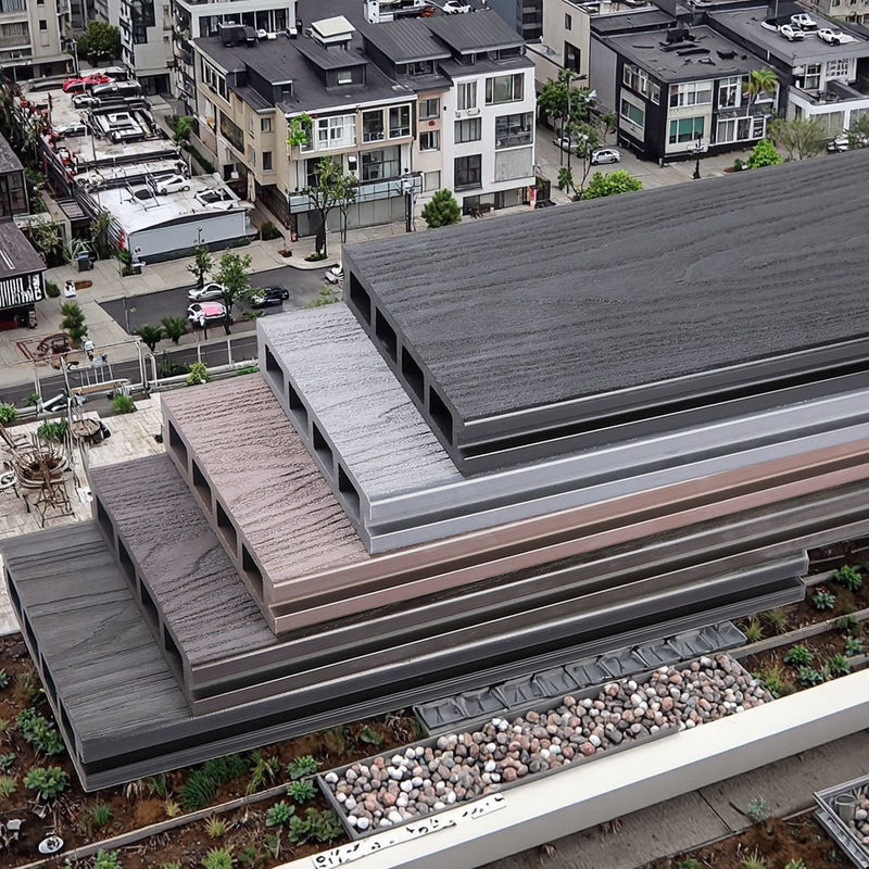 Custom Interlock Wpc outdoor Decking 3D embossing kayu butiran Komposit decking board China Kayu Tekstur plastik Lantai
