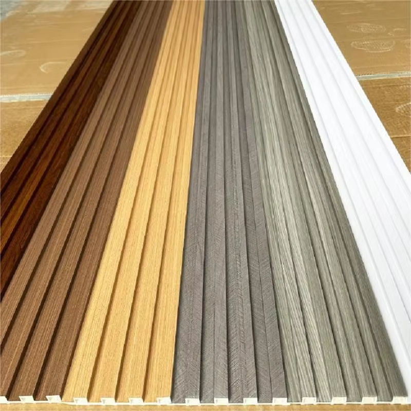 Harga Grosir Modern Desain WPC Wall Board Anti-statis Interior Kayu Slat Wall Panel untuk Indoor Waterproof WPC Wall Cover