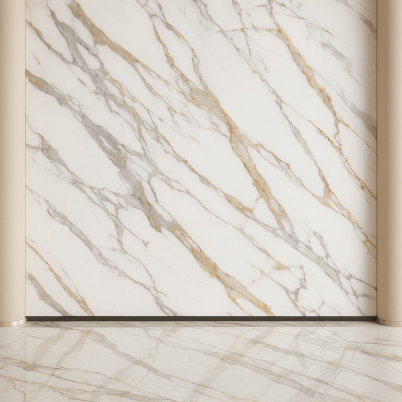 Marmer Look Sintered Stone dalam 3200 * 1600mm Pilihan yang sempurna untuk lantai lantai dalam ruangan dan dekorasi panel dinding