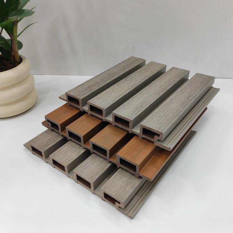 WPC Modern Geometric Pattern Waterproof Panel Tembok Luar Komposit Lapisan Luar 5+ Tahun Garansi Solusi Grafis