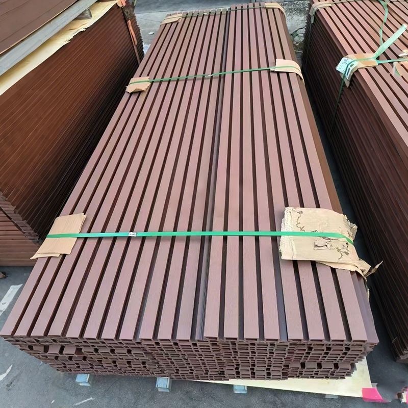 Kayu Plastik Komposit Luar Ruang Eksterior Wpc Wall Cladding Waterproof Wpc Fluted Panel Dekoratif Panel Dinding Luar Ruang