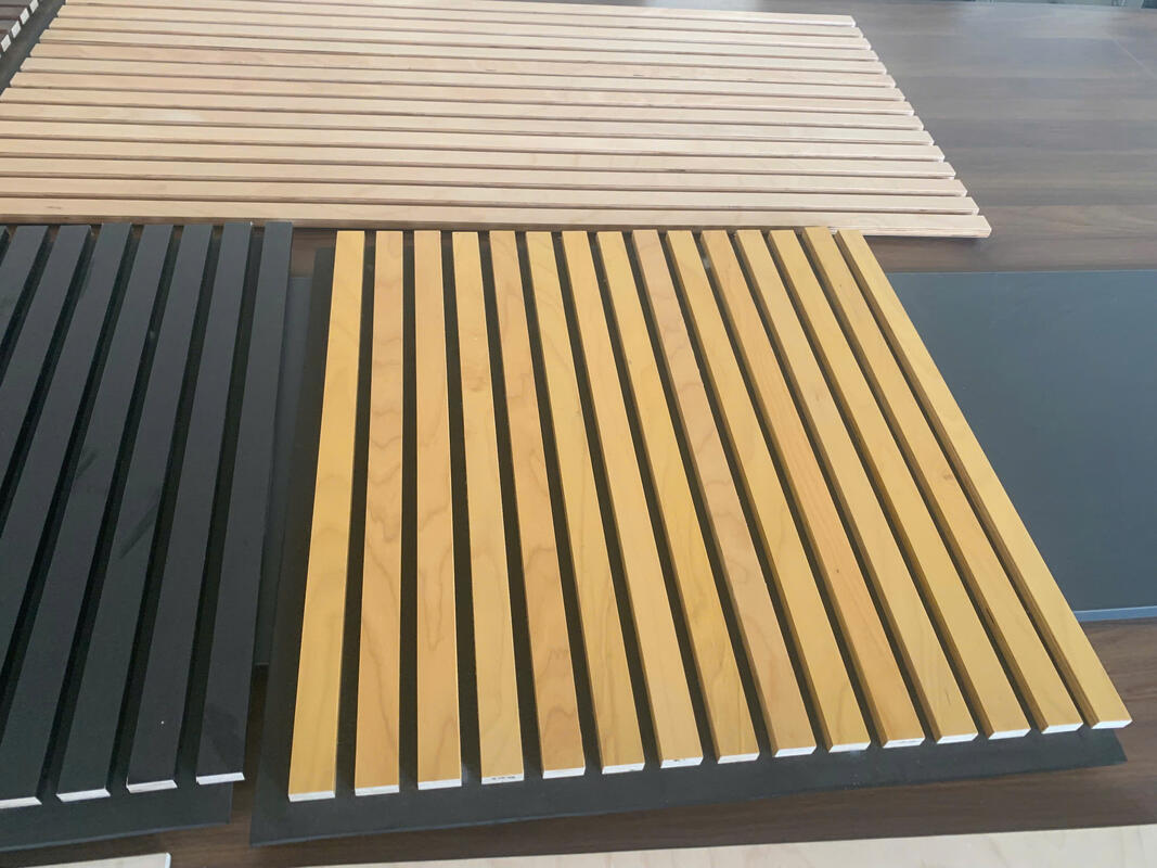 Panel Akustik Panel Dinding Papan PET MDF Dekorasi dinding akustik untuk furnitur Panel dinding kayu akustik desain modern Fleksibel