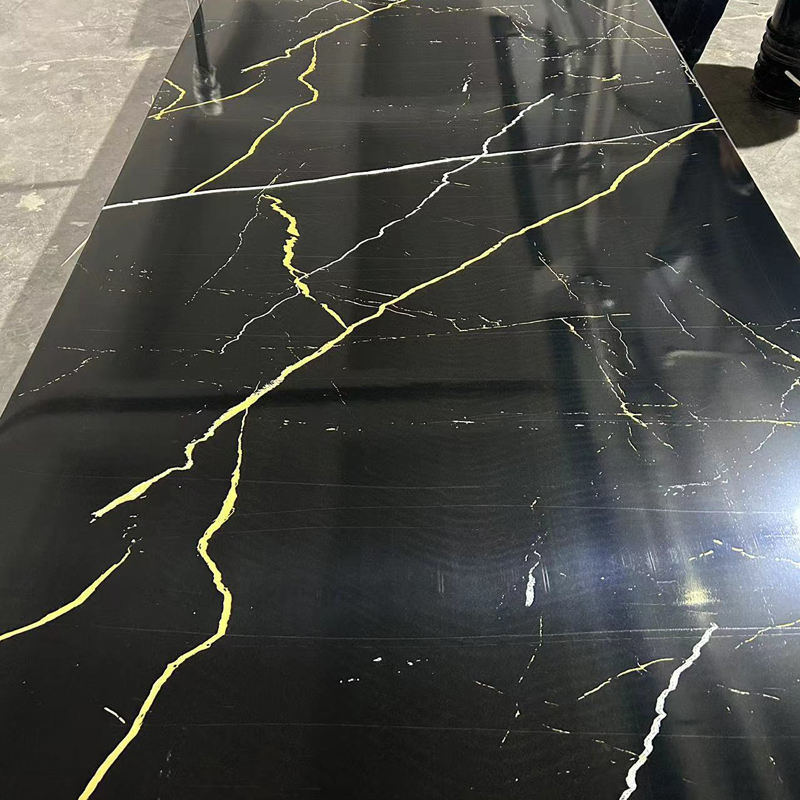 600*2440mm 4mm 5mm Desain Custom SPC Papan Marmer Waterproof untuk Interior Pvc Panel Dinding Plastik UV Lembar Marmer