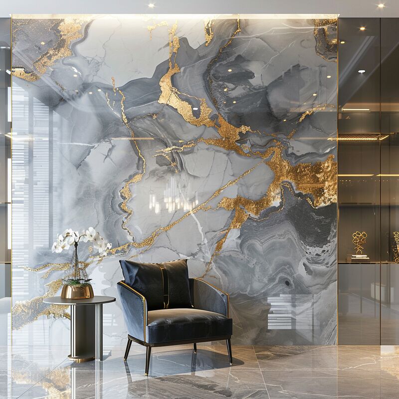 600*2440mm 4mm 5mm Desain Custom SPC Papan Marmer Waterproof untuk Interior Pvc Panel Dinding Plastik UV Lembar Marmer