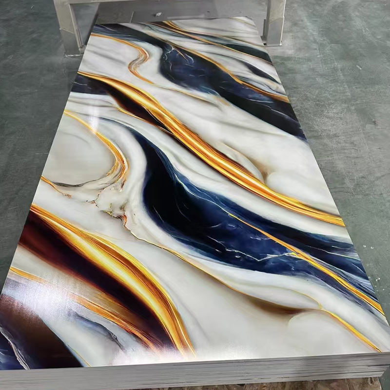 1220*2440mm Customized Color UV Board PVC Marble Sheet Wall Panel untuk Dekorasi Dinding Interior