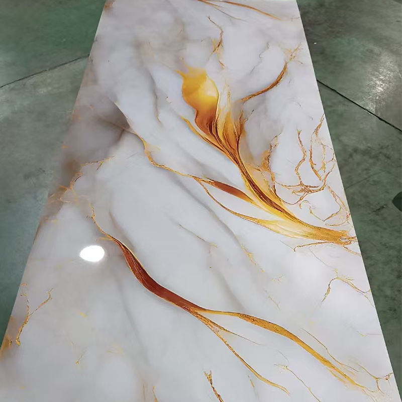 1220*2440mm Customized Color UV Board PVC Marble Sheet Wall Panel untuk Dekorasi Dinding Interior