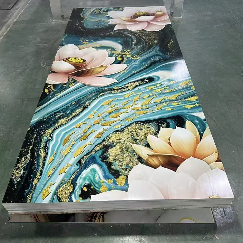 1220*2440mm Customized Color UV Board PVC Marble Sheet Wall Panel untuk Dekorasi Dinding Interior