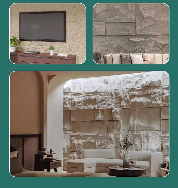 Pabrik Pu Stone Wall Panel Pu Faux Stone Panels Jamur Lihat 1200x600mm Indoor Interior Dekoratif Panel Jamur Deco Wall