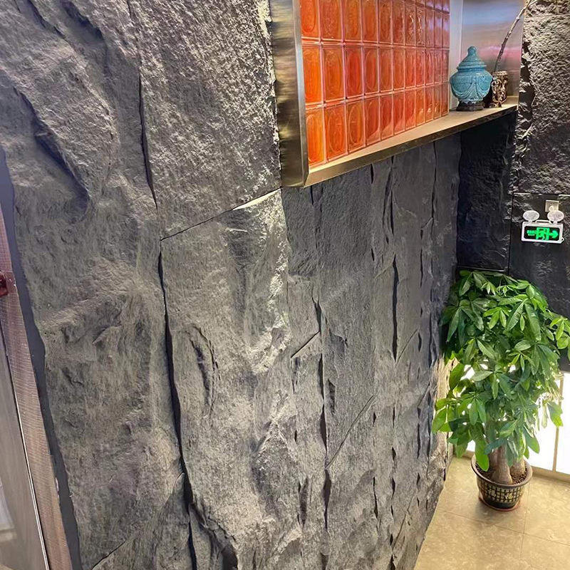 3D Fux Stone Wall Panels PU Wainscoting Panel untuk Dekorasi Dinding Interior PU Stone Cement Tekstur lebih tebal Aksen untuk Dekorasi Dinding