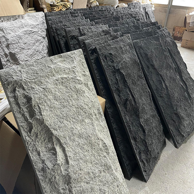 3D Fux Stone Wall Panels PU Wainscoting Panel untuk Dekorasi Dinding Interior PU Stone Cement Tekstur lebih tebal Aksen untuk Dekorasi Dinding