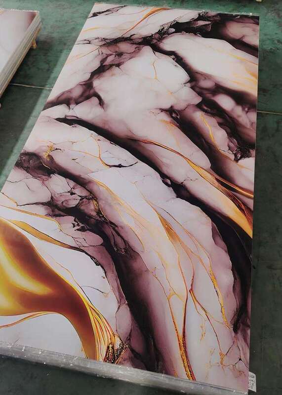 Lembaran Marmer UV Panel Dinding PVC Modern Papan Dekoratif Glossy Tinggi Plastik untuk Latar Belakang TV Interior Rumah 1220x2440mm*3mm