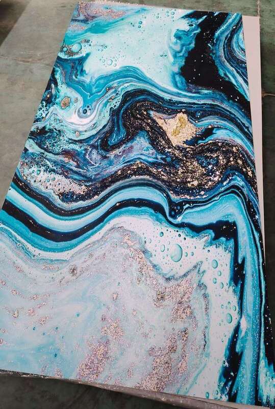 Lembaran Marmer UV Panel Dinding PVC Modern Papan Dekoratif Glossy Tinggi Plastik untuk Latar Belakang TV Interior Rumah 1220x2440mm*3mm