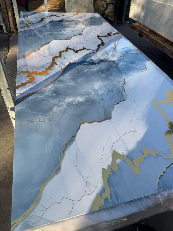 Pabrik Direct Supply 2.5mm 2.8mm Ketebalan 4*8 Feet PVC Marble Sheet UV Board Waterproof Flame Retardant Anti-Scratch