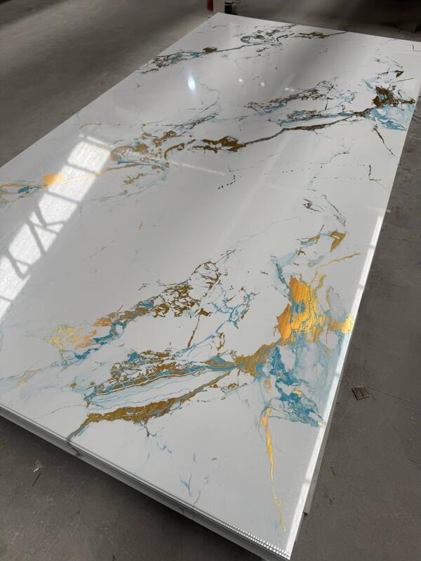 Pabrik Direct Supply 2.5mm 2.8mm Ketebalan 4*8 Feet PVC Marble Sheet UV Board Waterproof Flame Retardant Anti-Scratch