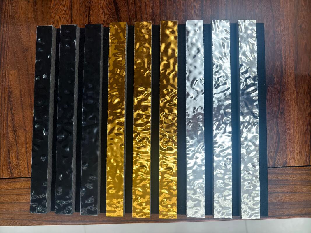 Desain Modern Panel Dinding Akustik Serat Poliester Soundproof 3D Water Ripple Design Sound-Absorbing Slat Grille Panel Dekoratif