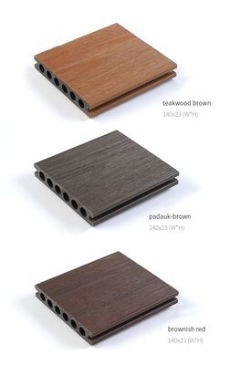 WPC Outdoor Tile 3D Embossed Wood Plastic Composite Decking untuk Taman
