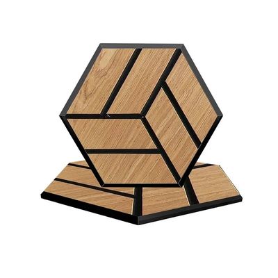 Desain Modern Paduan Kayu Panel Hexagon Akustik Papan Dinding Isolasi Hotel